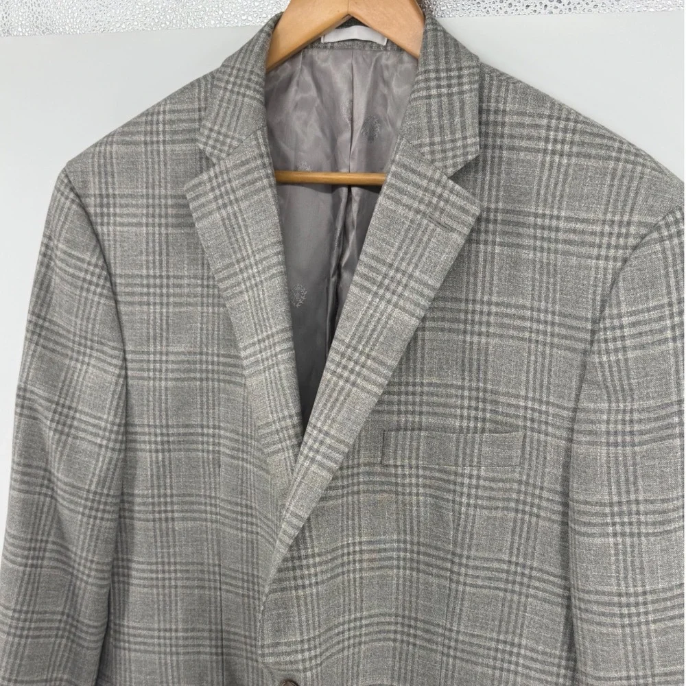 Lauren Ralph Lauren Gray Glen Plaid Blazer Ultra Flex Sport Coat 48R Black Label